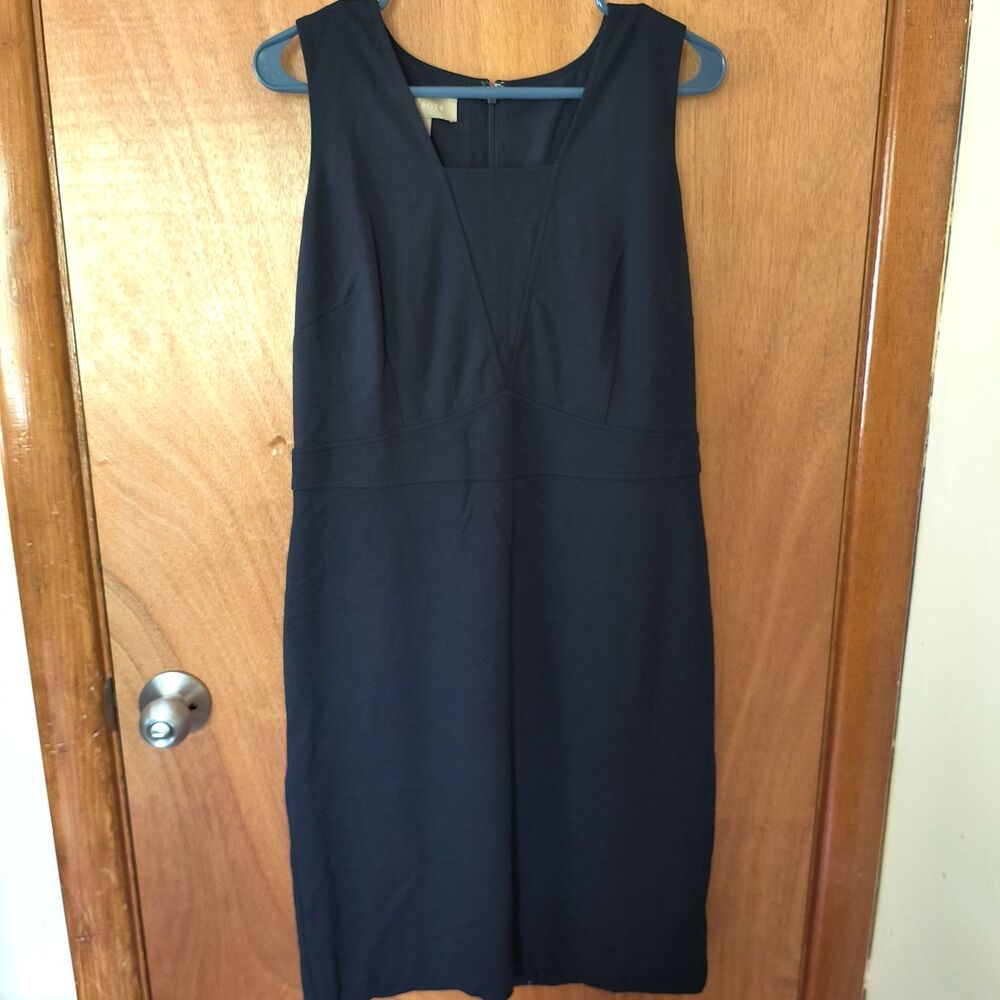 Talbots Sleeveless Sheath Dress NEW 10 Navy Knee Length Stretch Minimal Capsule